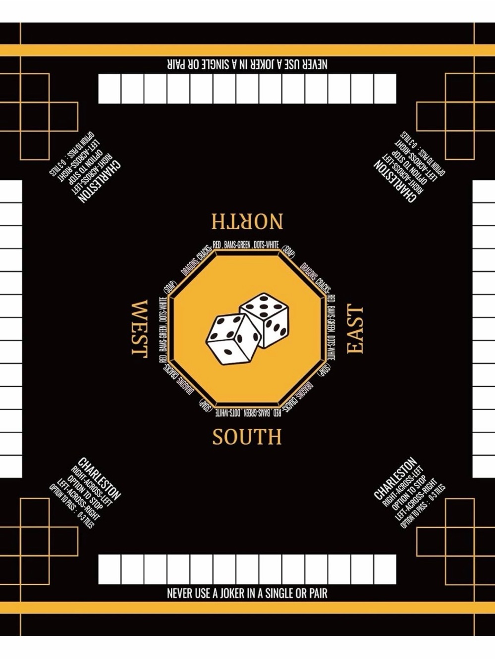 Mahjong Mat for Table 31.5''x31.5'', Non-Slip with rules, board game table mat